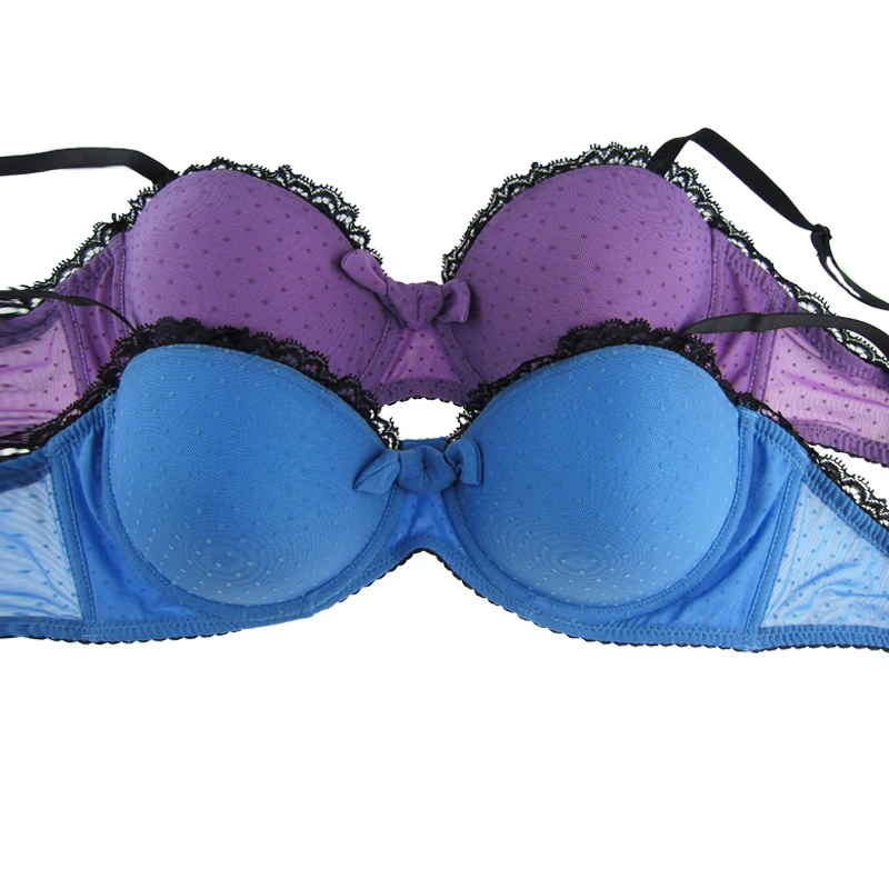 Women Bra Blue Color Push Up Girl Bra  Can Convertible Stranps Hung On The Neck Printing Wave Point A/B/C/D Cup  NO.604-132