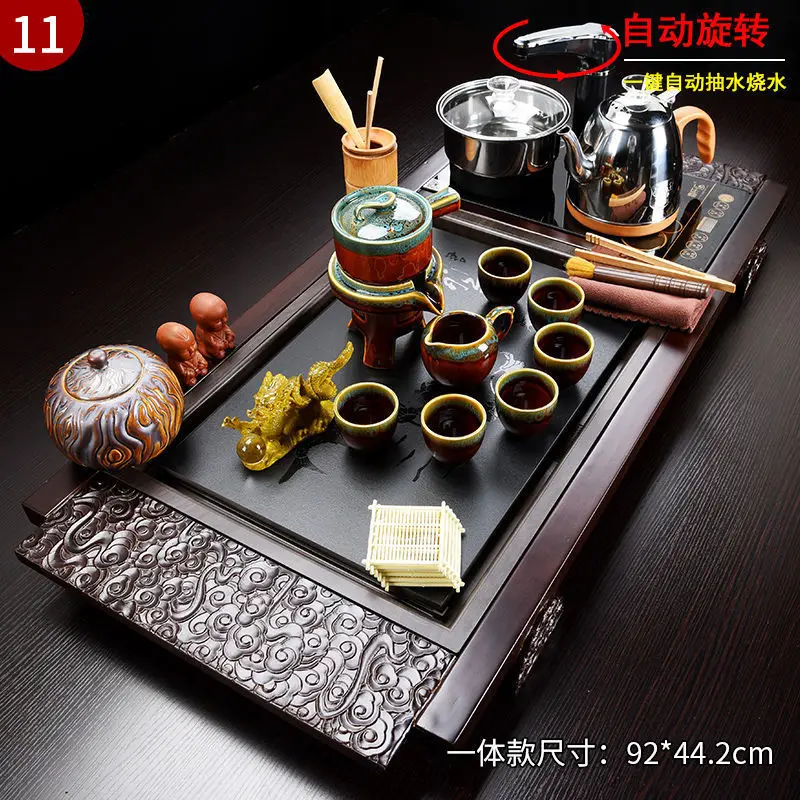 Kung fu tea set sharply stone solid wood tea tray complete set of automatic water induction cooker