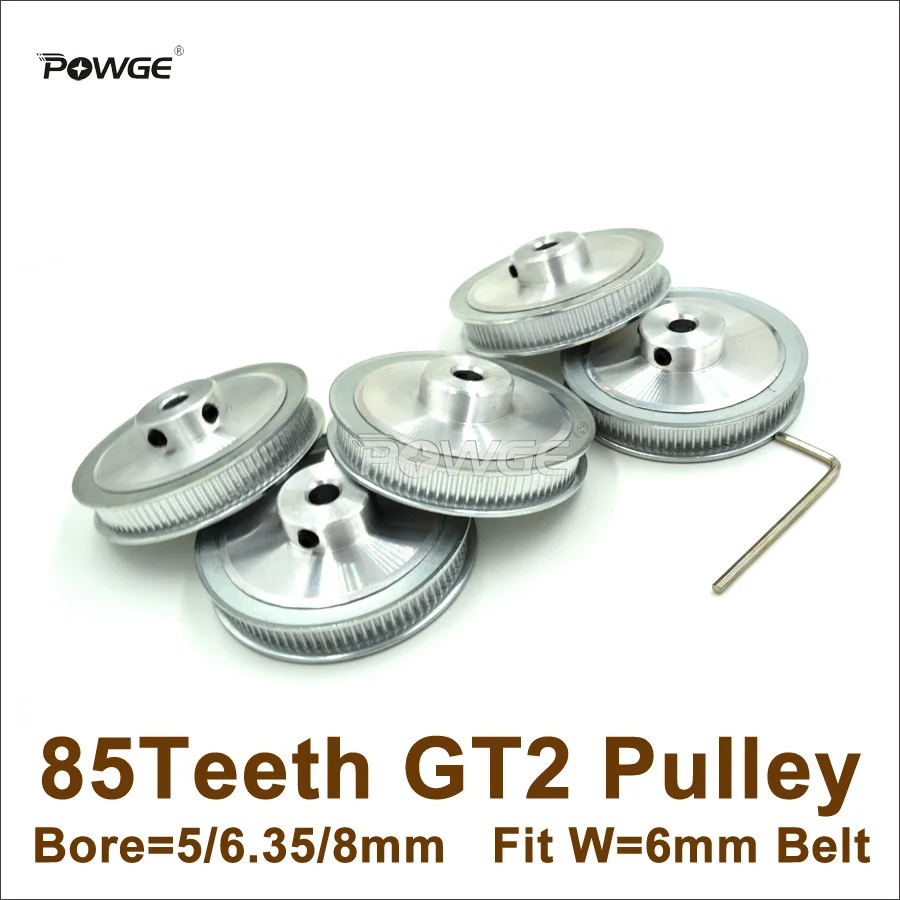 POWGE 50pcs 85 Teeth 2GT Timing Belt Pulley Bore 5-10mm Fit Width=6mm GT2 Timing Belt 3D Printer 85Teeth 85T GT2 Pulley)