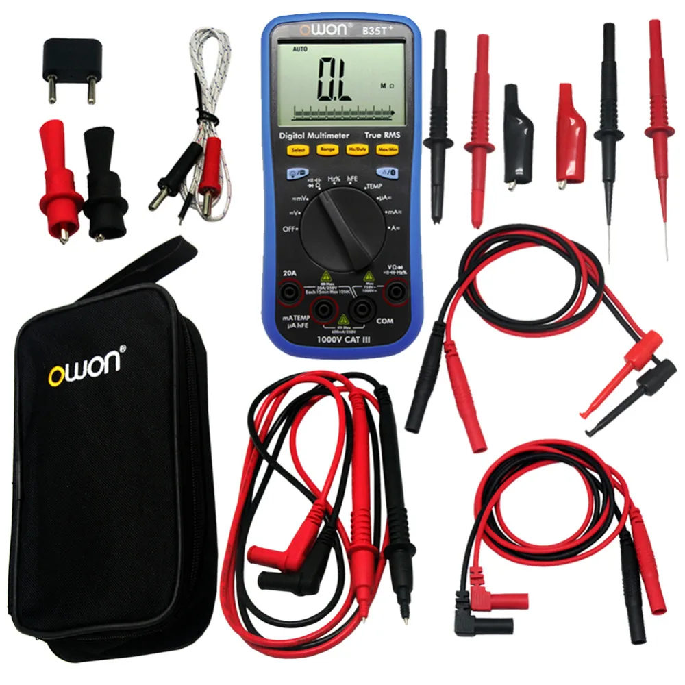 OWON B35T+ 3-in-1 Multimeter with True RMS Measurement Datalogger Bluetooth with Multimeter Test Leads B35TTLP20157