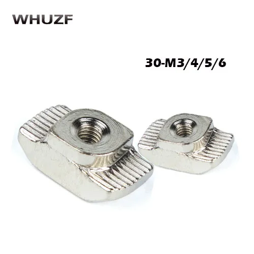 

100Pcs 30 series M3/M4/M5 Nickel Plated T nut Hammer Head Fasten Nut for Aluminum Extrusion Profile 3030 series Slot Groove 8mm