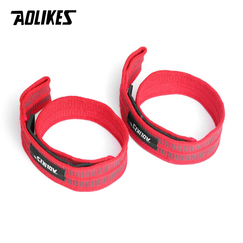 AOLIKES 1 Pair Adjustable Silicone Anti-skid Fitness Dumbbell Training Cotton Weight Lifting Straps Wrist Support Strap Brace