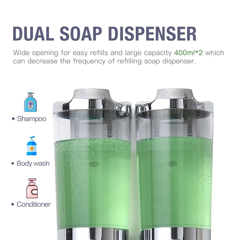 SVAVO-Distributeur Mural de Shampoing de Bain, Simple Ou Double Regina, Pescipient Pour Liquid de Douche, Accessoires HOAccessre