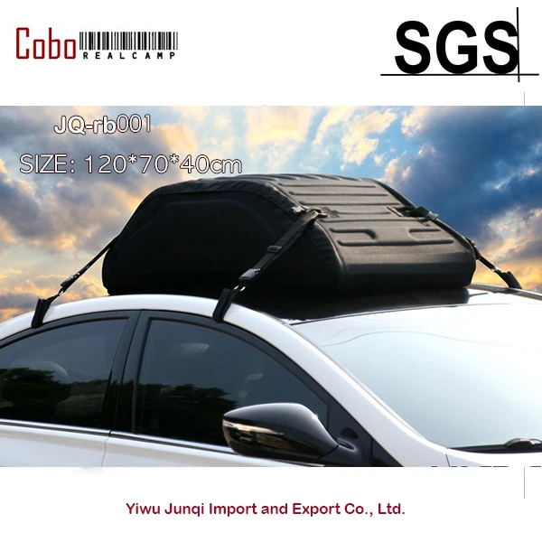 Summit Black Foldable / Collapsible cargo Roof Box Bag with Waterproof cover 4pcs Ribbon