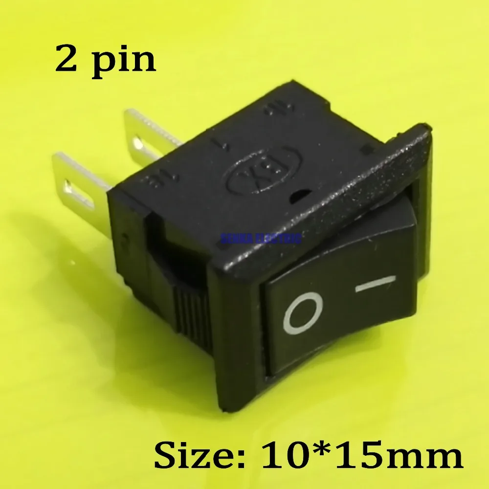 100pcs/lot KCD11 10*15mm 2Pin ON/OFF Mini Boat Rocker Switch 3A/250V Car Truck Dash Dashboard RV ATV Snap in Push Button Switch