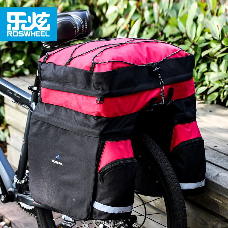 Roswheel 60L Bicycle Bag Black Blue Red Double Bicycle Rear Seat Rack Trunk Bag with rain cover Handbag Pannier Bike accessories