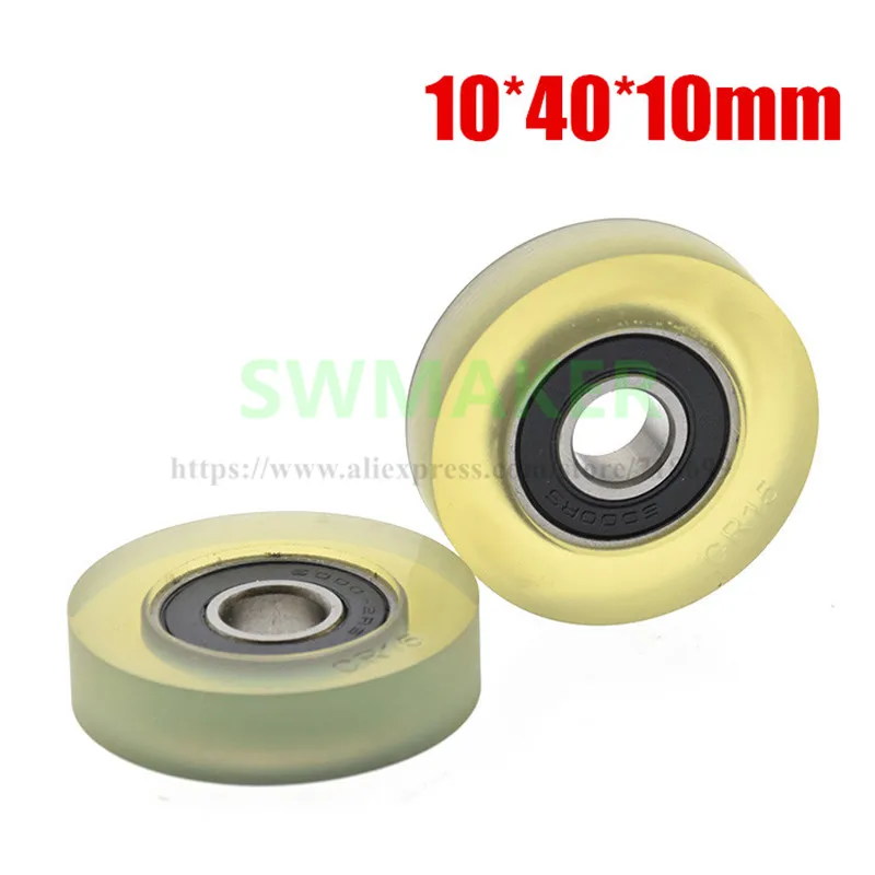 10pcs 10*40*10mm 6000RS glue coating, polyurethane roller, plane press wheel, silent transmission, roll pulley with soft rubber