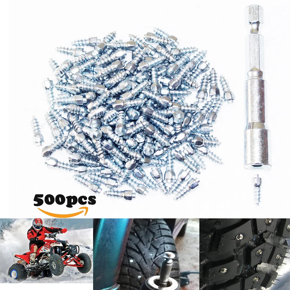 500pcs 12mm Spikes For Tires Car Bike Tire Studs Wheel Tyre Spikes Snow Winter Car-Styling Snow  Goujons a Vis for fatbike