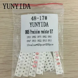 200 adet 1% 0805 SMD dirençler çeşitli kiti set ,10 valueX20pcs = 200 adet 1R00 R820 R750 R620 R500 R470 R330 R220 R150 R100