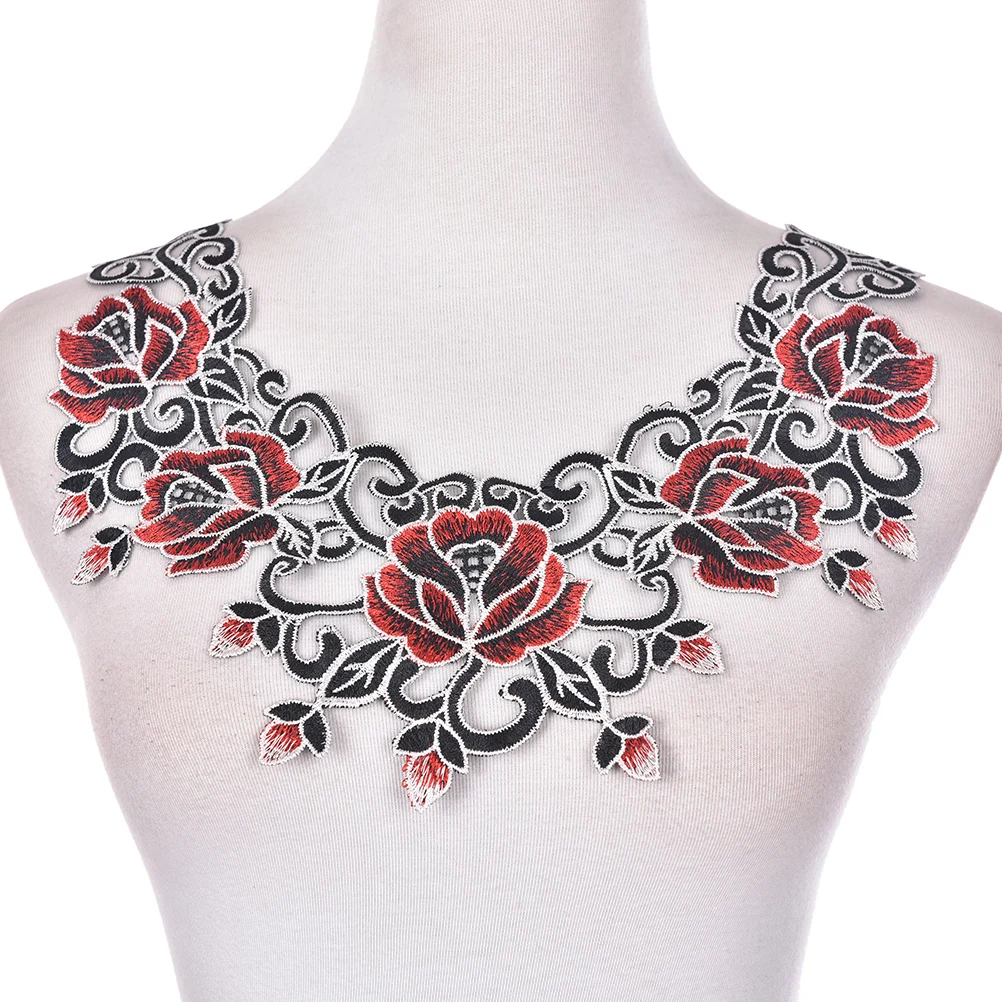 2017 New Sewing Applique Embroidery edge 1 PC Embroidered Lace Floral Collar Neckline Neck Collar Trim Clothes 7styles