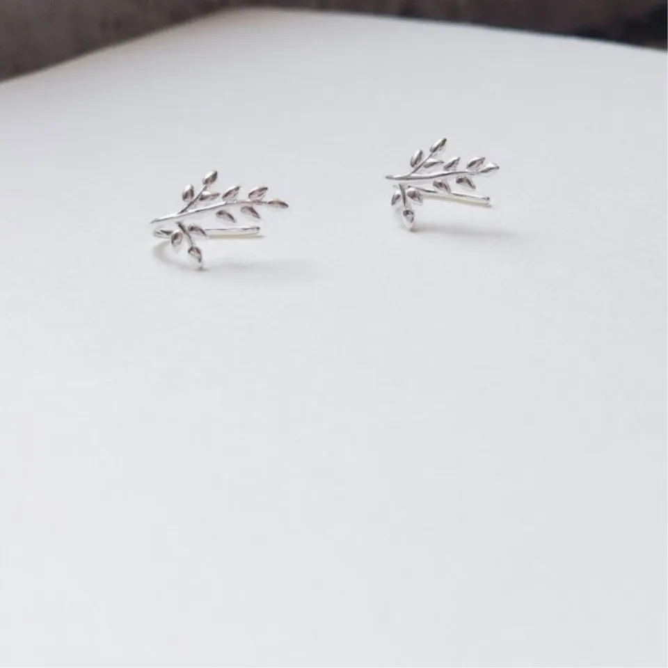 DreamySky 100% Pure Leaf Silver Color  Earrings For Women Girls Christmas Gift Brincos Pendientes