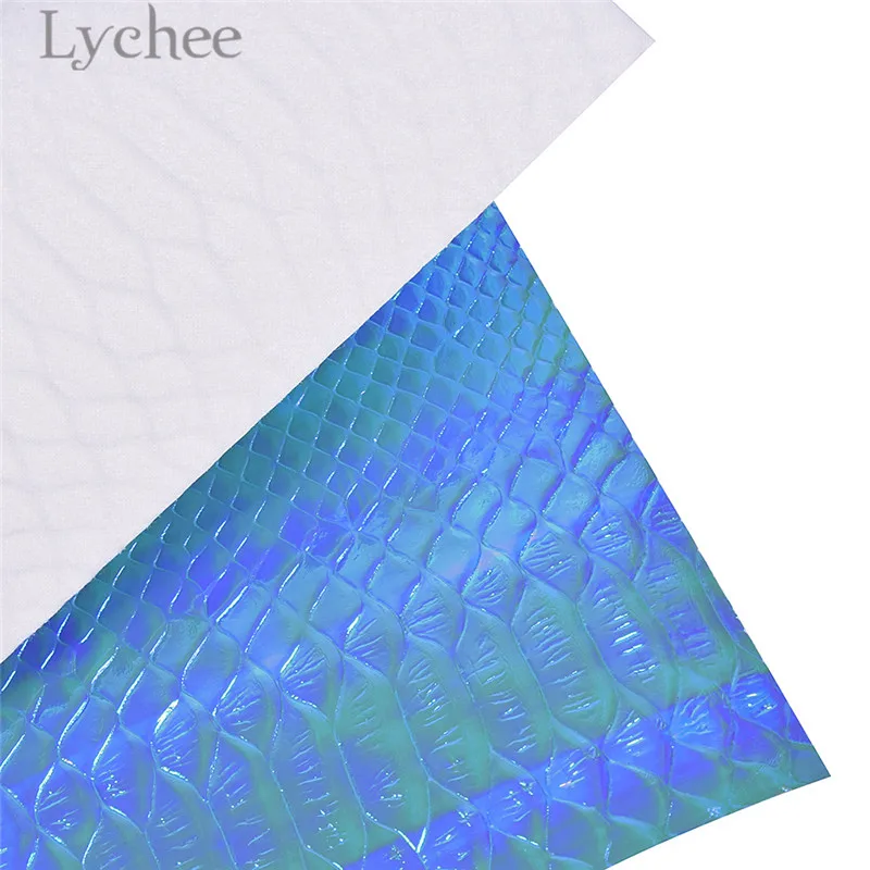 Lychee 29x21cm A4 Iridescent Crocodile Grain PU Fabric High Quality Sewing Synthetic Leather DIY Material For Handbag Garments