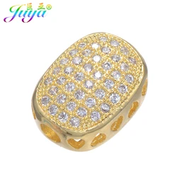 Juya 2 4Pcs/Lot 18K Gold Plated Hollow Brass Charm Decorative Square Beads Accessories For DIY Needlework Beading Jewelry Making