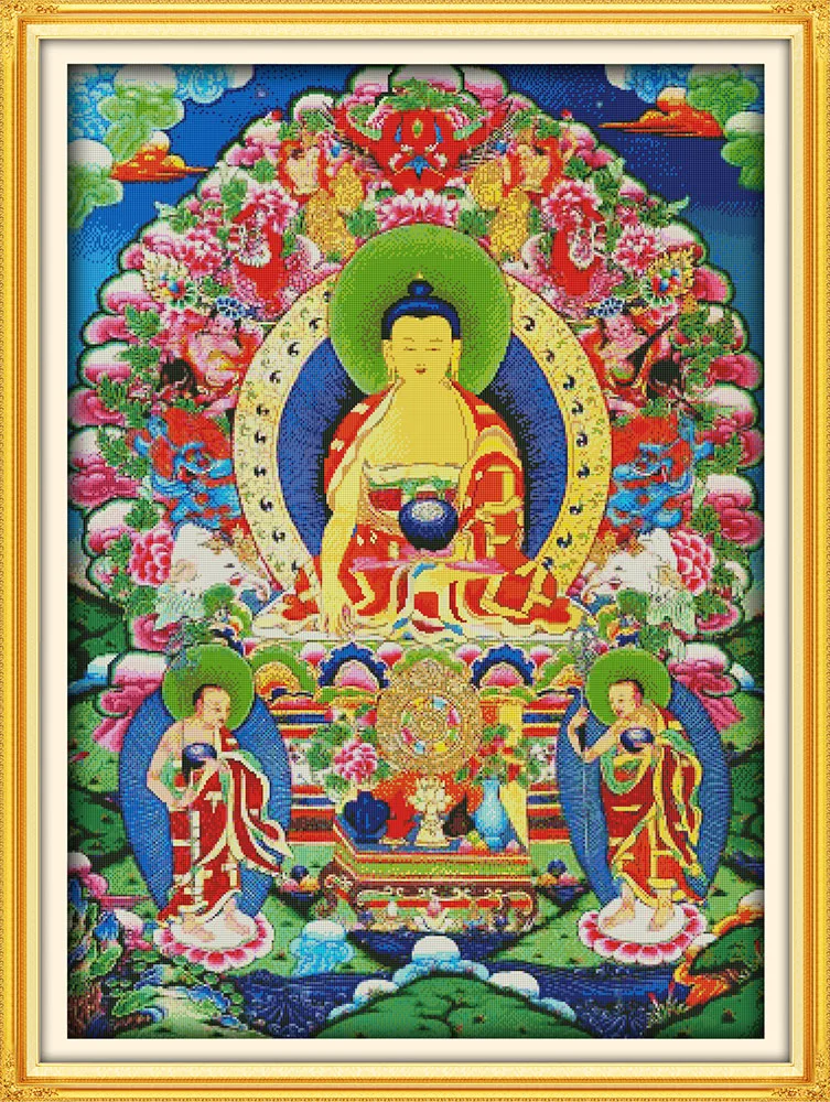 The thangka cross stitch kit Chinese Religion count printed 14 11ct cotton hand embroidery DIY handmade needlework supplies bag