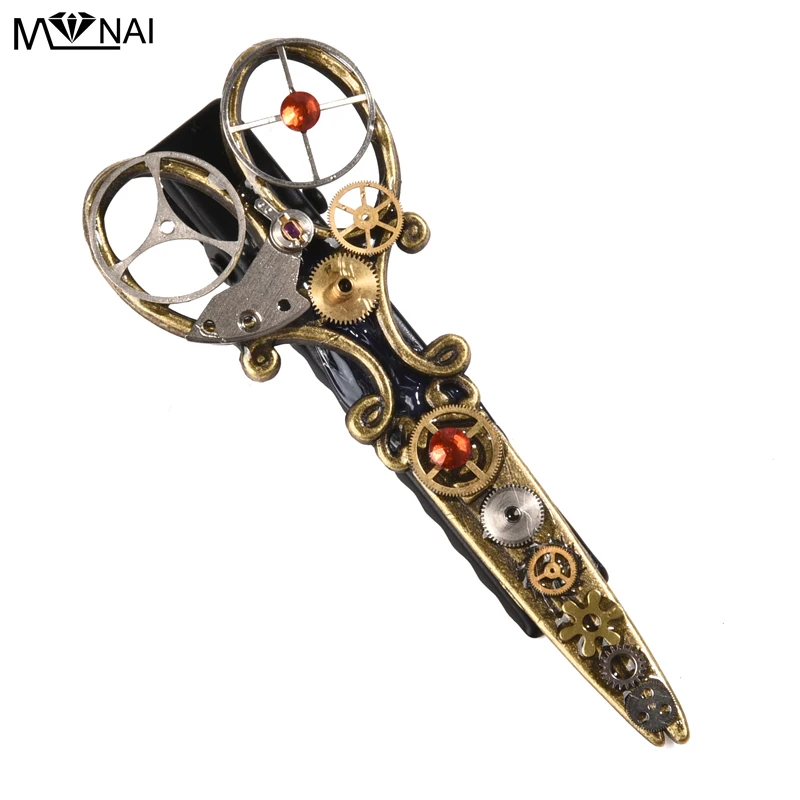 

Steampunk Retro Gear Scissor Hair-Clip Gothic Punk Clock Cogs Hair Pin Vintage Lolita Hairpin Brooch Headpiece