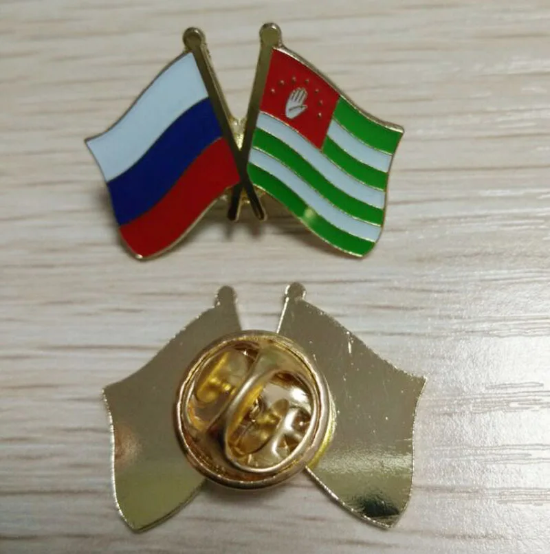 Abkhazia & Russia Country Pins/Flag Metal Pins 25.4mm Iron with Brass Plating Butterfly Button On Back Customized MOQ 50pcs