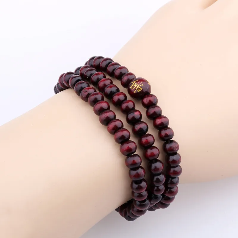 6mm*108 Natural Red Sandalwood Beads Prayer Japa Rosary Mala Bracelet Tibetan Buddhist meditation Wooden Rosary Beaded