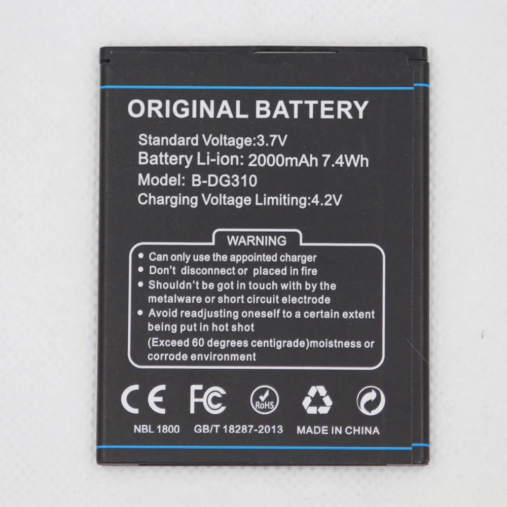 20pcs/lot ISUNOO Mobile Phone internal replacement battery B-DG310 for DOOGEE DG310 B DG310 2000mAh Smartphone internal battery