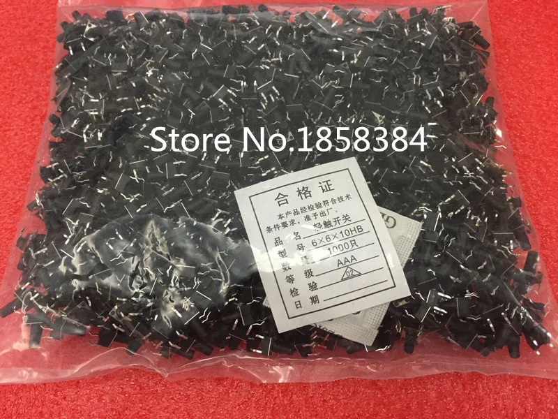 1000pcs Tact Switches Tactile Switch Microswitch Push button 6x6x10