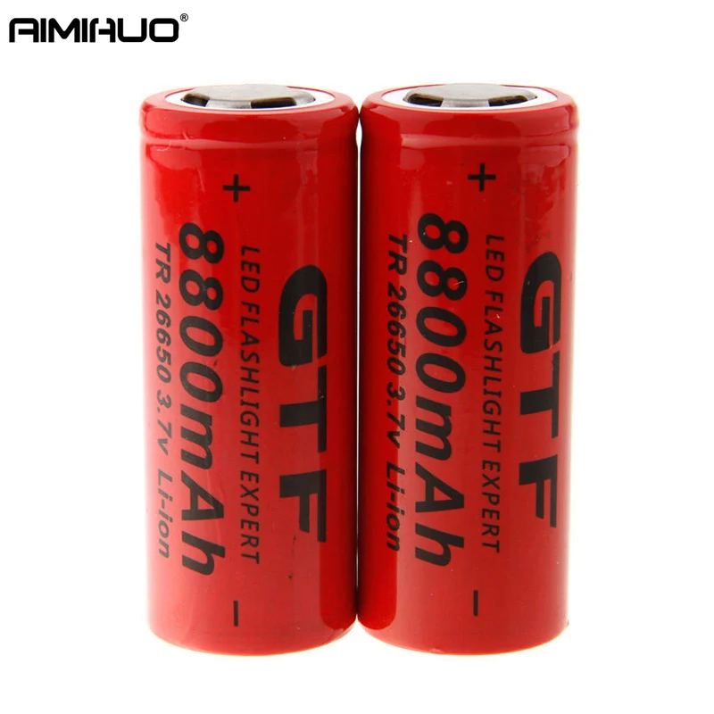 充電式リチウム電池26650,8800mAh,3.7V,26650 V,LED懐中電灯用,充電式,アキュムレータ,26650