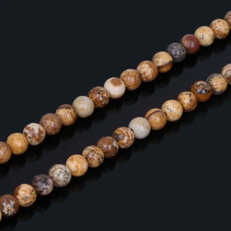 Christmas Gift 4/6/8/10mm Selectable Round Brown Beads Natural Stone Beads 15