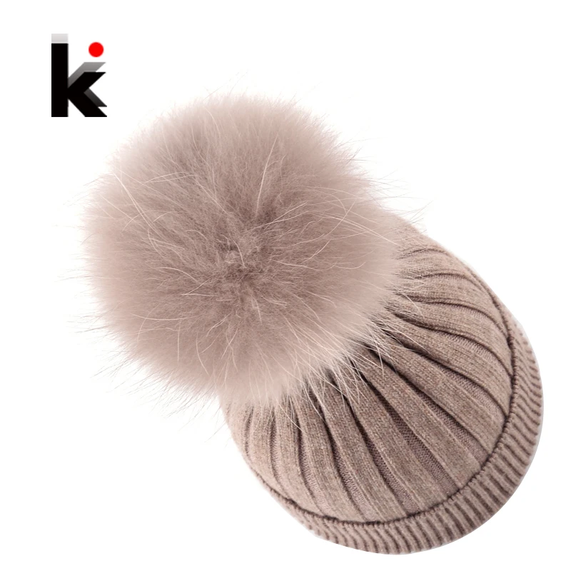 Fur Pompom Ladies Knit Wool Winter Women Hat Beanie Bonnet Knitted Skullies Harajuku Winter Cap Female Hats For Women Beanies