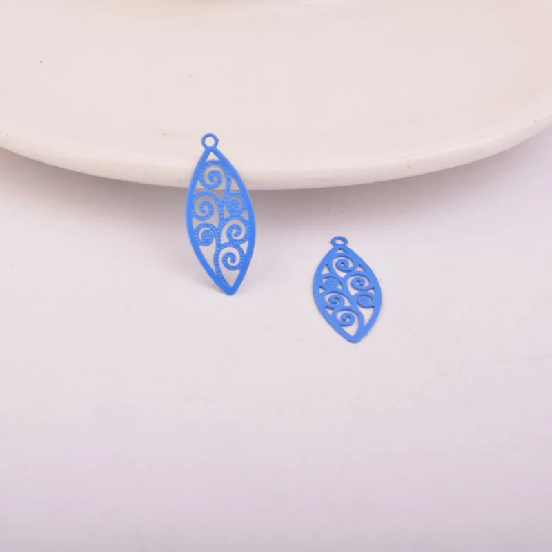 100 Stück AC7319 8*20mm Drucke Charms Blätter Verbinder passend für DIY Ohrringe Schmuckzubehör – Detail 8