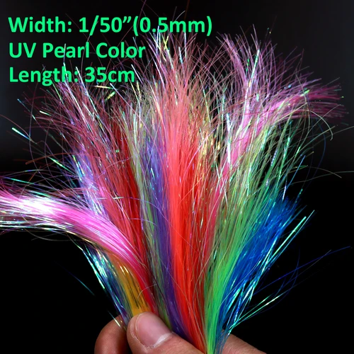 Bimoo 1/2 paquetes 1/50 ""0.5mm UV perla ala de hielo Flashabou oropel Streamer tubo atado de moscas materiales Lucio salmón trucha señuelo de pesca
