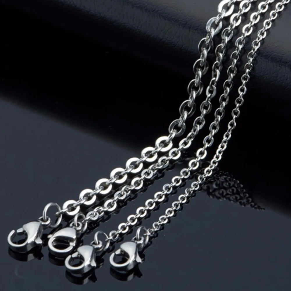 

1.5/2/2.4/3.2mm 16"-40" 100pcs/Lot Wholesale Silver Color Stainless Steel Cross Chain Men Necklace Finding Pendant DIY Jewelry