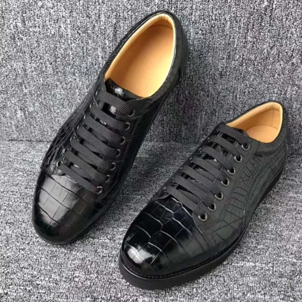 Newly design top quality real genuine crocodile skin men business shoe with genuine cowhide skin lining flat leisure men shoe