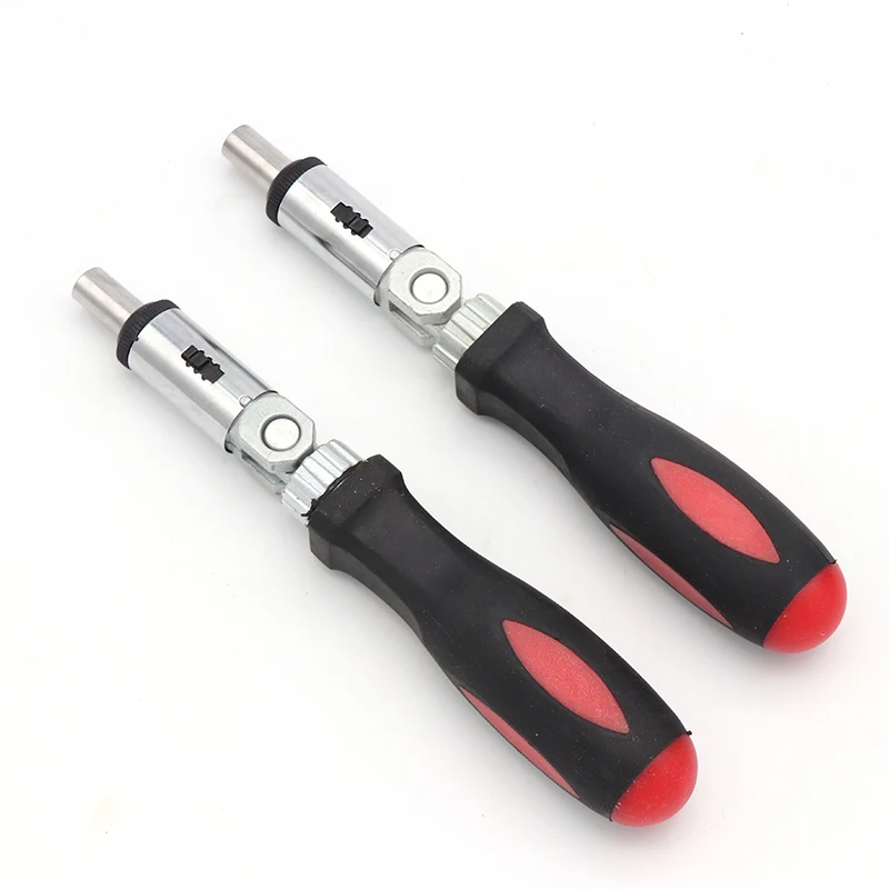 1pcs Screwdriver Multi-functional Ratchet Portable Wrench Red Handle Hexagonal Screw Driver 180 Degree Switch