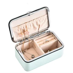 Travel jewelry packing box cosmetic makeup organizer Jewelry box earrings display rings organizer jewellry casket carrying case