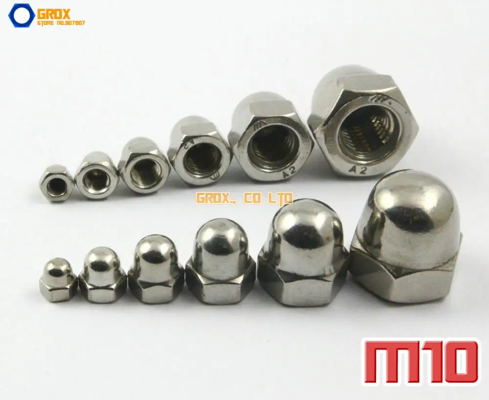 10 Pieces M10 304 Stainless Steel Cap Acorn Hex Nut DIN1587