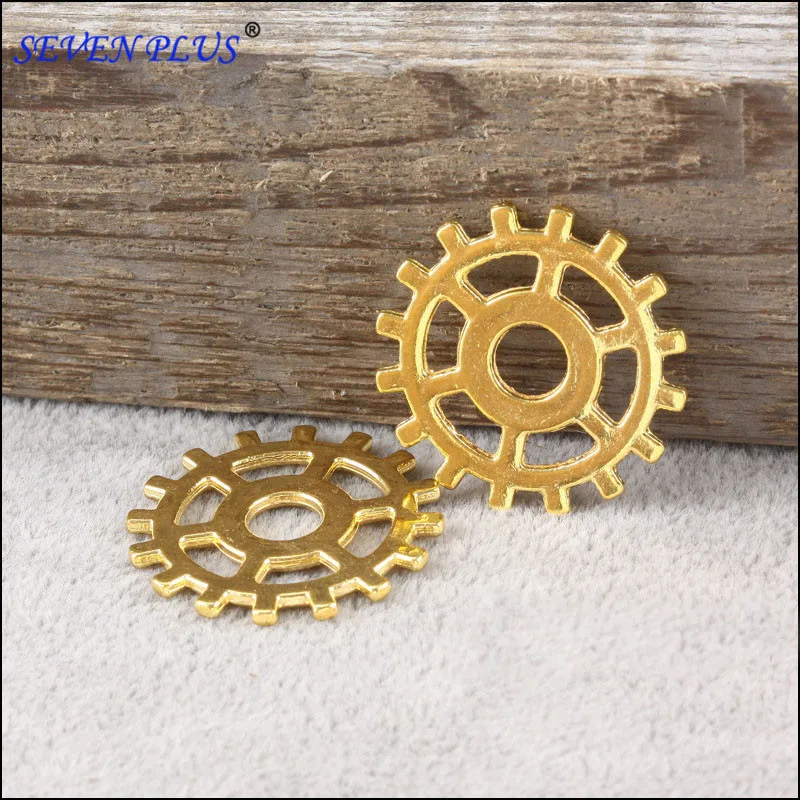 10 Pieces/Lot Diameter 25MM Gold Color Gear Wheel Pendants Cog Wheel Charm Wholesale Charm Findings