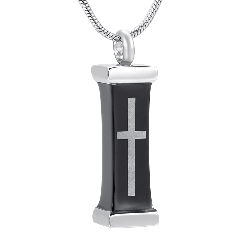 

Jesus Cross Black Memorial Ashes Keepsake Urn Pendant Necklace Stainless Steel Cremation Funeral Casket Charm