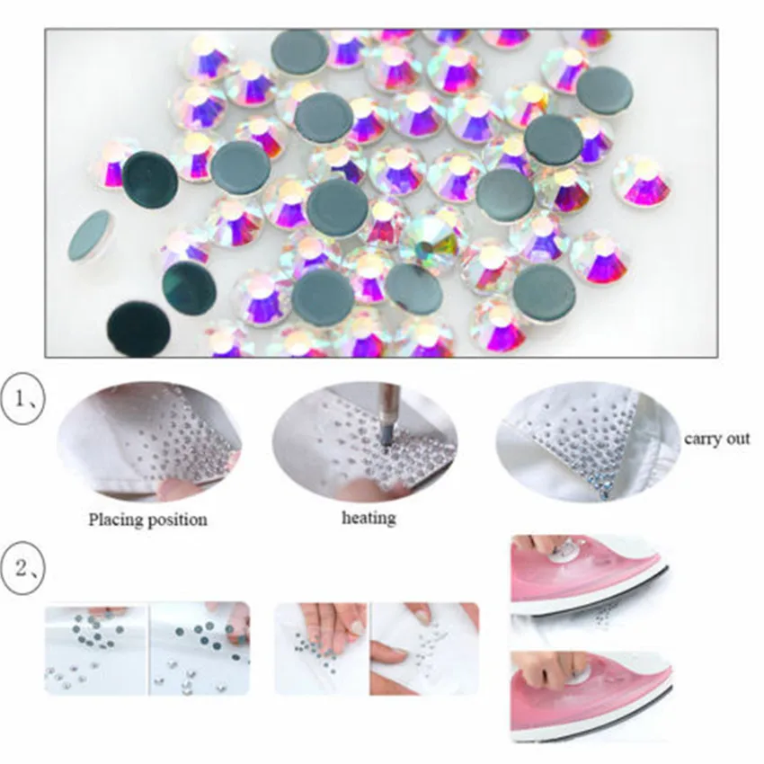 Cong Shao High Quality SS3-SS40 Crystal AB Hot Back Glass Stones Hot Fix Rhinestones Iron On Rhinestones For Clothes WC996