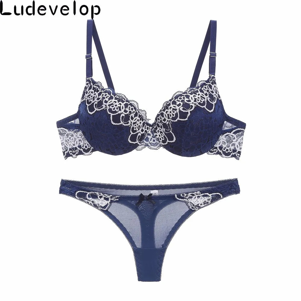 Nowy seksowny biustonosz lady komplet biustonosz push-up koronkowy haft bralette bielizna zestaw majtek Intimates czarny czerwony kobiety zestaw biustonosz i stringi