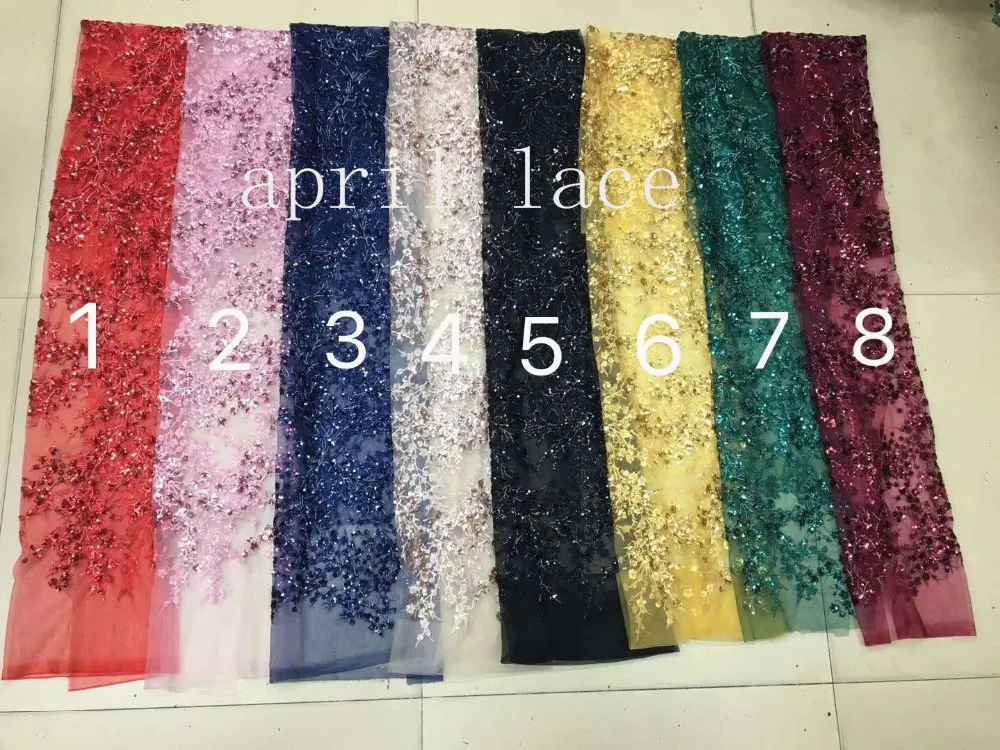 stock xb01#  5 yards 8 color african  sexy  embroidery sequin net tulle mesh lace for bridal wedding dress/sawing