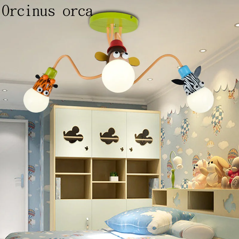 Creative cartoon children's room bedroom ceiling lamp boy girl room baby lamp eye care nursery lamp Postage free