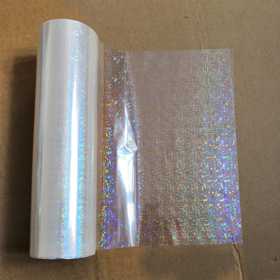 Holographic foil transparent broken flowers  pattern stamping foil hot press on paper or plastic transfer film