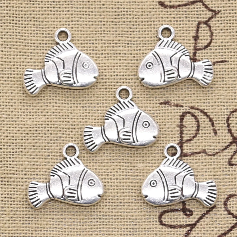 20pcs Charms Lovely Fish 17x14mm Antique Silver Color Plated Pendants Making DIY Handmade Tibetan Silver Color Jewelry