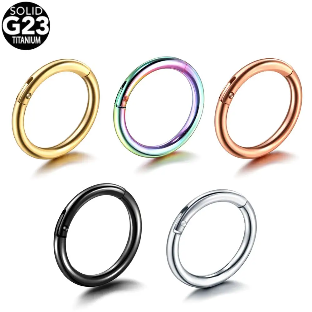 

10Pcs Titanium Nose Piercing Hinged Segment Ring 10-20G Nipple Clicker Ear Cartilage Tragus Helix Piercing Jewelry