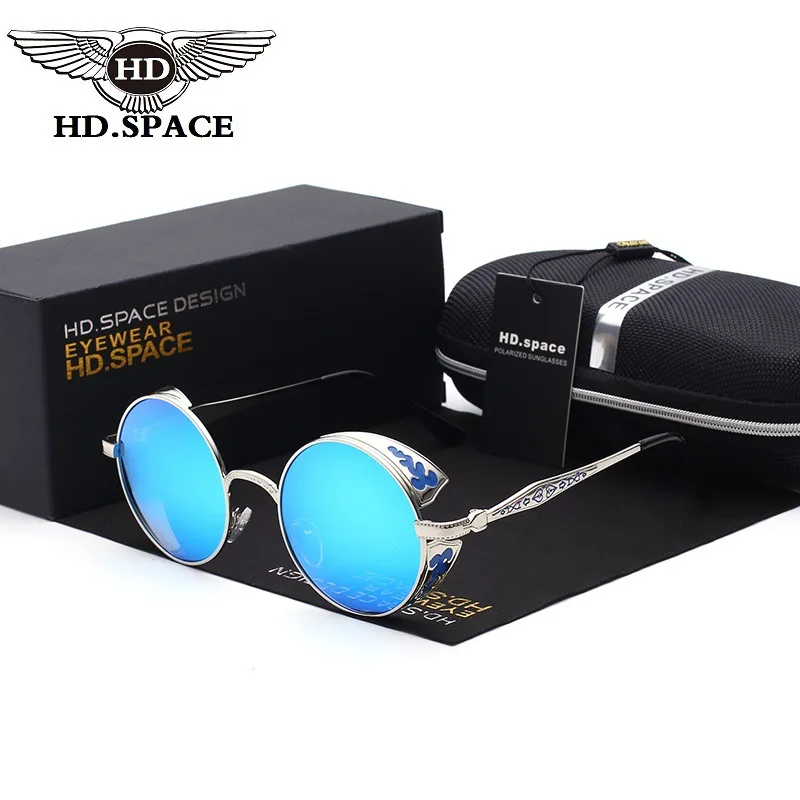 

HD Steampunk Vintage Polarized Sunglasses Fashion Round Eyewear Women Brand Designer Carving Noble Glasses Oculos De Sol LM021