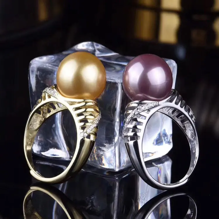 

DIY Pearl Rings Holder S925 Sterling Silver Rings Settings Women DIY Pearl Rings Jewelry Components 3Pieces/Lot