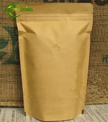 25pcs  (1/4 pound~1 pound) Kraft Paper Coffee Valve Zip Lock Bag Stand Up Resealable Coffee Beans Packaging Storage Pouches