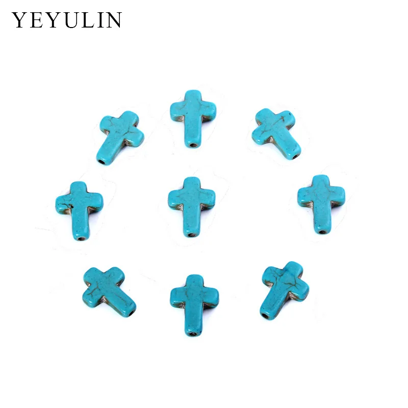 20pcs Colorful Natural Stone Cross Pendant Charms For Woman Necklace Bracelet DIY Jewelry Making 1.5*1.1cm