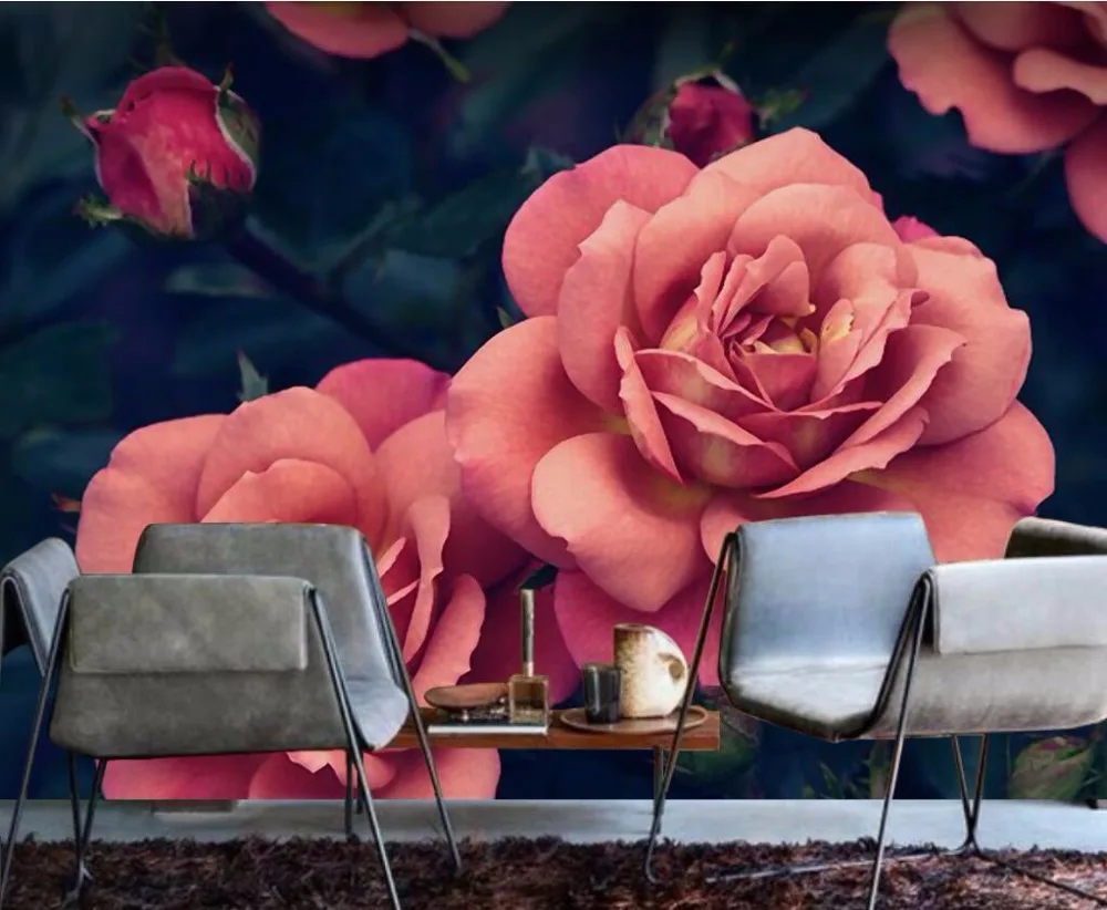 

Custom wallpaper is beautiful hand-painted rose TV background wall living room bedroom background murals 3d wallpaper