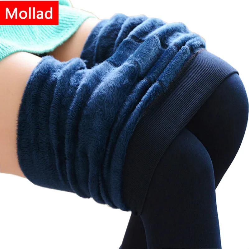 Mollad NEW plus cashmere fashion leggings women girls Warm Winter Bright Velvet Knitted Thick Legging Super Elastic Pants