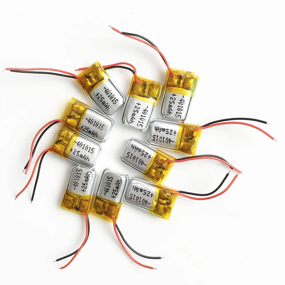 

Lot 10 PCS 3.7V 25mAh 401015 Lithium Polymer LiPo Rechargeable Battery For Mp3 Bluetooth Headphone Earphone bracelet watch