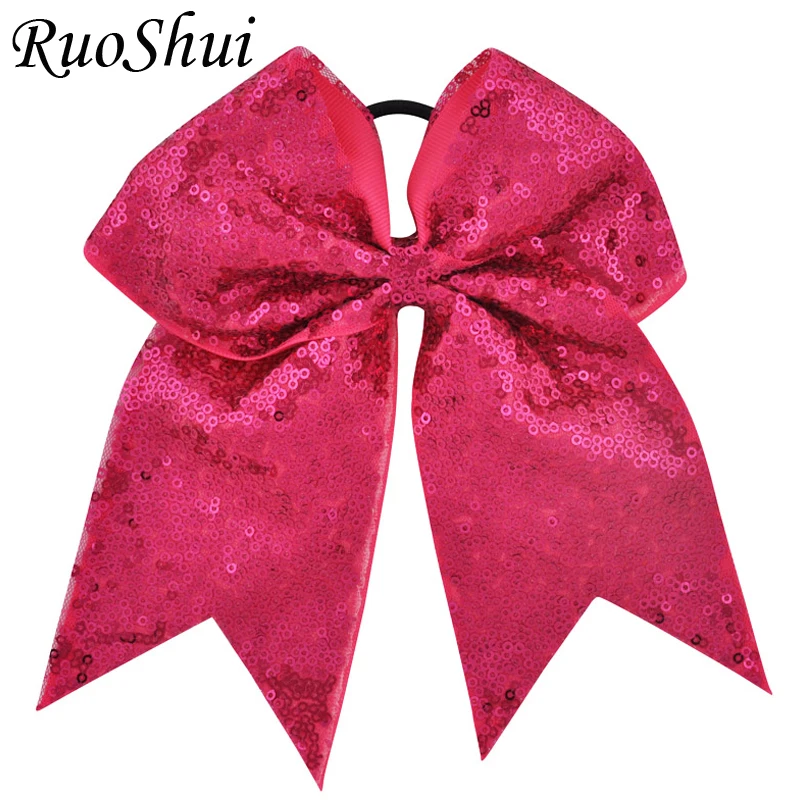 28 Colors 7 Inch Sequins Ribbon Hair Bows DIY Large Girls Kids Sweet Elastic Hair Bands Hair Accessories Women Girl Hair Ties